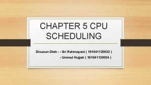 CHAPTER 5 CPU SCHEDULING Disusun Oleh Sri Rahmayani