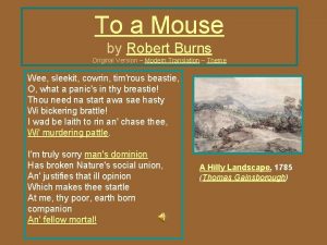 To a mouse by robert burns theme