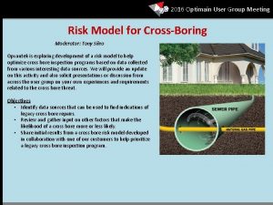 2016 Optimain User Group Meeting Risk Model for