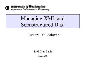 Managing XML and Semistructured Data Lecture 10 Schema