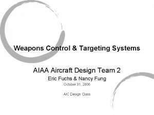 Weapons Control Targeting Systems AIAA Aircraft Design Team
