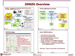 DMGfit Overview DMGfit Calibration tool for the MSU