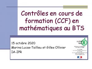 Contrles en cours de formation CCF en mathmatiques