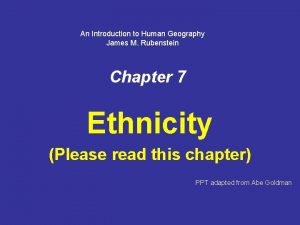 An Introduction to Human Geography James M Rubenstein
