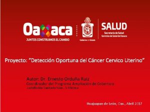 Proyecto Deteccin Oportuna del Cncer Cervico Uterino Autor