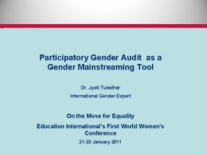 Participatory Gender Audit as a Gender Mainstreaming Tool