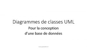 Diagrammes de classes UML Pour la conception dune