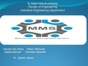 AlNajah national university Faculty of Engineering Industrial Engineering