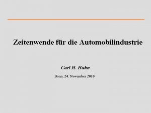 Zeitenwende fr die Automobilindustrie Carl H Hahn Bonn