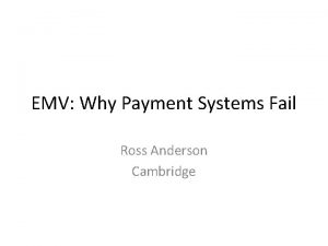 Cambridge payment systems