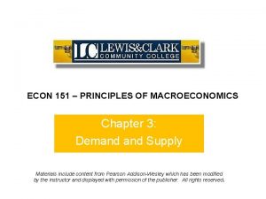 ECON 151 PRINCIPLES OF MACROECONOMICS Chapter 3 Demand
