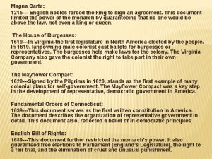 Magna Carta 1215 English nobles forced the king