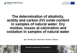 The determination of alkalinity acidity and carbon IV