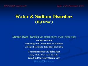 KSUCOMCourse 341 Safar 1436 November 2014 Water Sodium