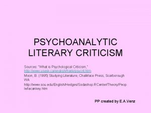 Psychoanalytic literary criticism examples