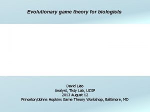 Evolutionary game theory for biologists Population dynamics Manual