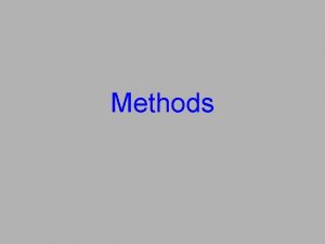 Methods Flexibility Reusability header public static void my