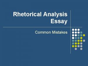 Transitions for rhetorical analysis