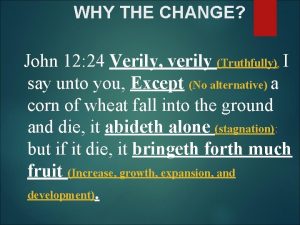 WHY THE CHANGE John 12 24 Verily verily