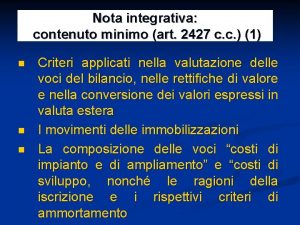 Nota integrativa contenuto minimo art 2427 c c