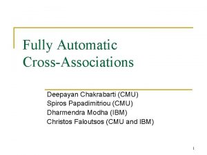 Fully Automatic CrossAssociations Deepayan Chakrabarti CMU Spiros Papadimitriou