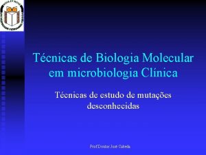 Tcnicas de Biologia Molecular em microbiologia Clnica Tcnicas