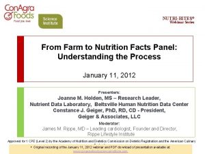 NUTRIBITES Webinar Series From Farm to Nutrition Facts