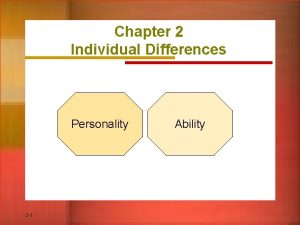 Chapter 2 Individual Differences Personality 2 1 Ability