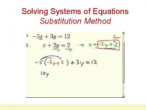 System of equations substitution method