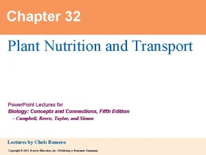 Chapter 32 Plant Nutrition and Transport Power Point