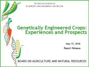 Genetically Engineered Crops Experiences and Prospects May 17