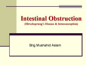 Intestinal Obstruction Hirschsprungs Disease Intussusception Brig Mushahid Aslam