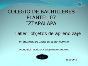 COLEGIO DE BACHILLERES PLANTEL 07 IZTAPALAPA Taller objetos