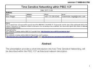 omniran17 0089 00 CF 00 Time Sensitive Networking