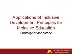 Applications of Inclusive Development Principles for Inclusive Education