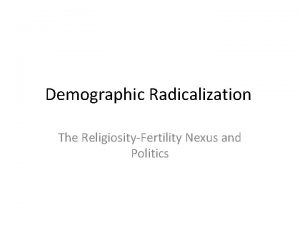 Demographic Radicalization The ReligiosityFertility Nexus and Politics Demographic