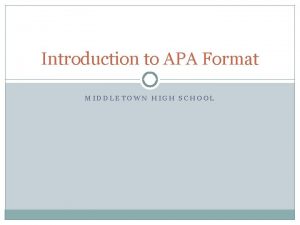 Apa format high school