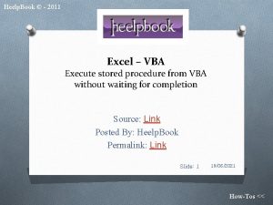 Vba stored procedure