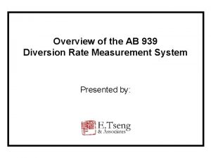 Overview of the AB 939 Diversion Rate Measurement