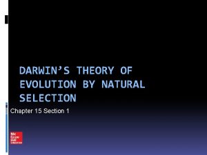 DARWINS THEORY OF EVOLUTION BY NATURAL SELECTION Chapter