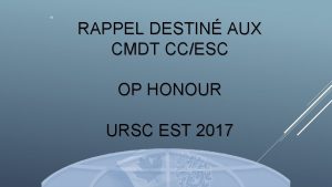 RAPPEL DESTIN AUX CMDT CCESC OP HONOUR URSC