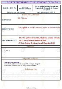 FICHE DE PREPARATION DUNE SEQUENCE DE COURS BAC