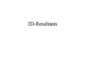 2 DResultants Resultants The resultant of a system