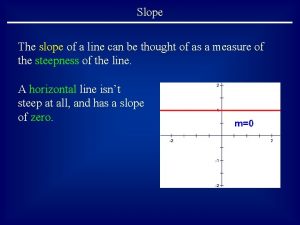 Slope The slope of a line can be