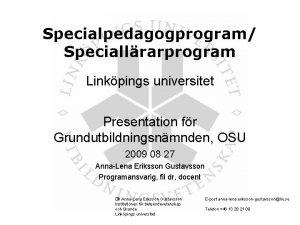 Examensordning specialpedagogprogrammet