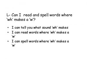 L Can I read and spell words where