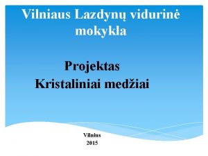 Vilniaus Lazdyn vidurin mokykla Projektas Kristaliniai mediai Vilnius