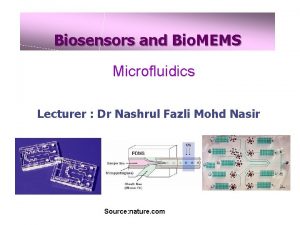 Biosensors and Bio MEMS Microfluidics Lecturer Dr Nashrul