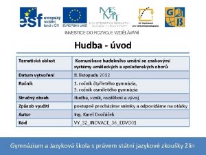 Hudba vod Tematick oblast Komunikace hudebnho umn se