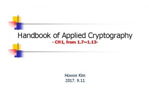Handbook applied cryptography